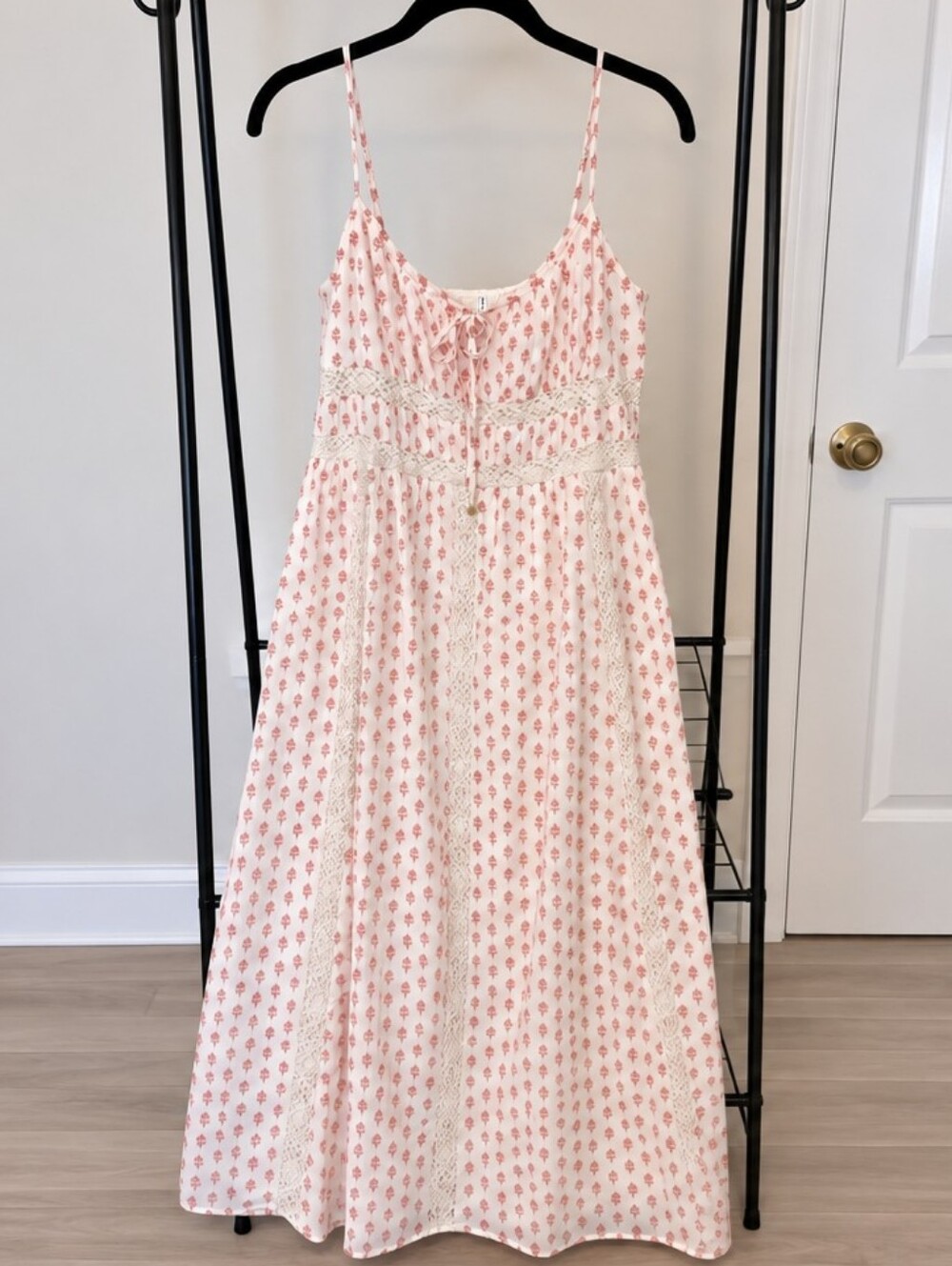 American Eagle Outfitters Cream Floral Maxi Sundress